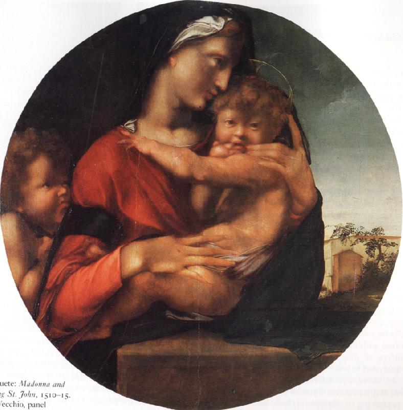 BERRUGUETE, Alonso Madonna and Child with the Young St.Fohn oil painting image